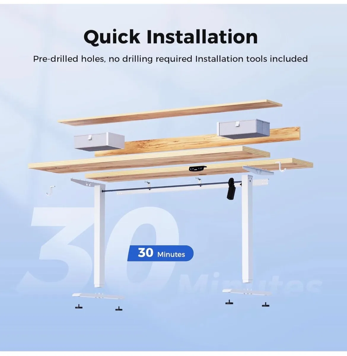 120 x 60 cm, Stable Sit-Stand Desk with Memory Con - Image 2