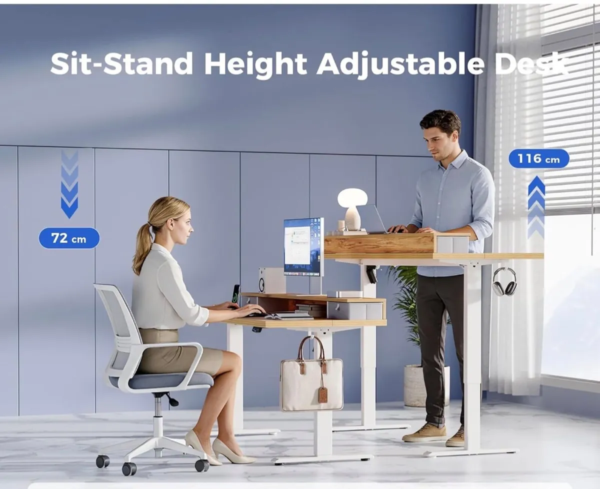 120 x 60 cm, Stable Sit-Stand Desk with Memory Con - Image 2