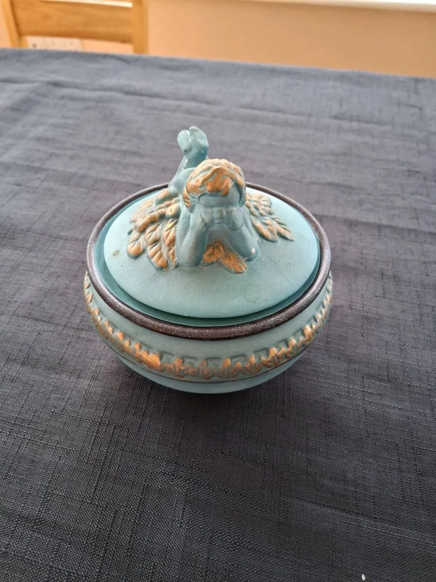 Blue Ceramic Trinket Pot With Lid - Image 1