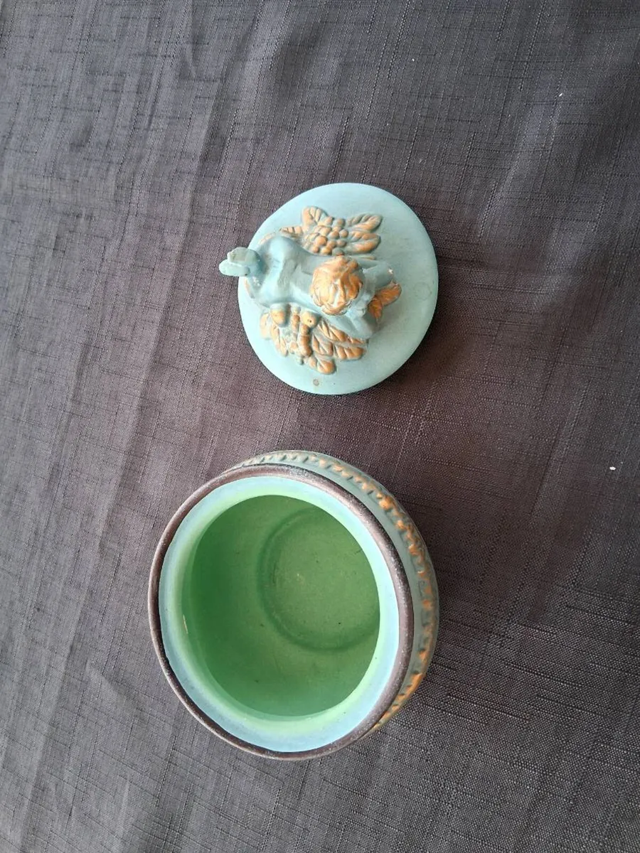 Blue Ceramic Trinket Pot With Lid - Image 2