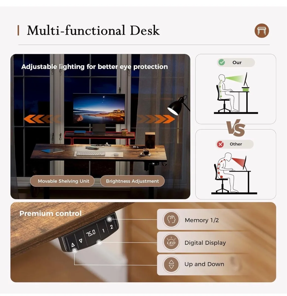 160x60cm, movable monitor stand for Game and Home - Image 3