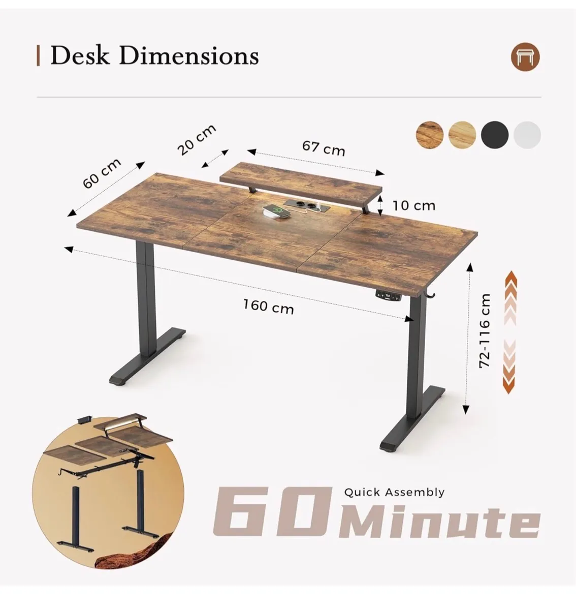 160x60cm, movable monitor stand for Game and Home - Image 1