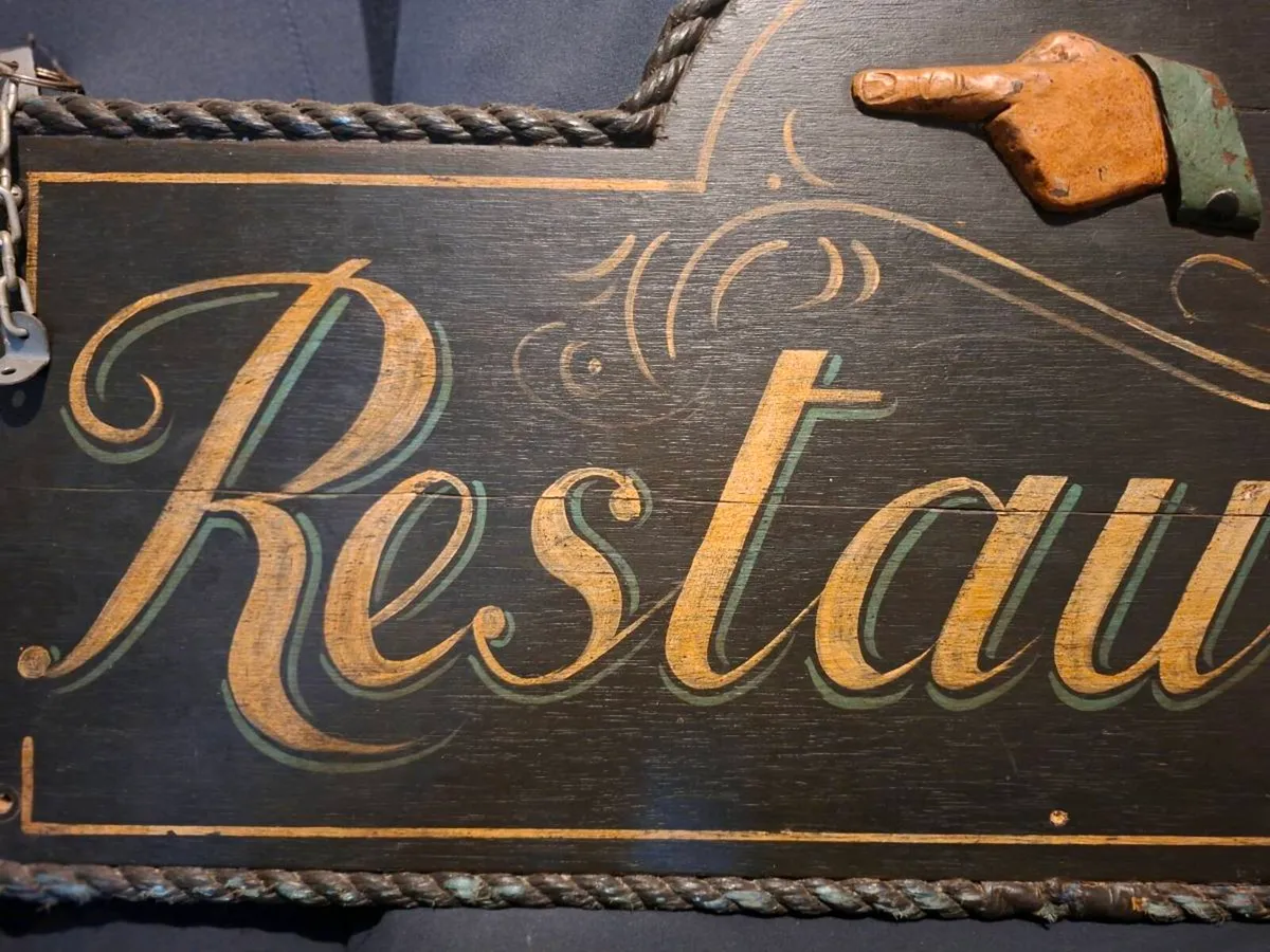 Vintage Hand-Painted Wooden Restaraunt Sign - Image 2