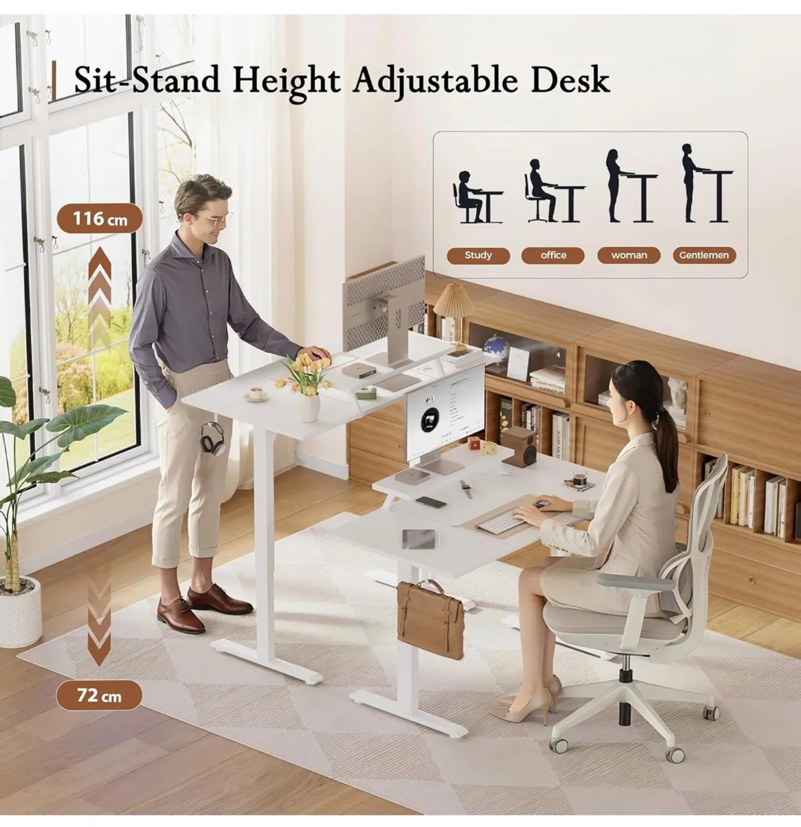 120 x 60 cm Sit-Stand Desk with 2 Memory Buttons - Image 2