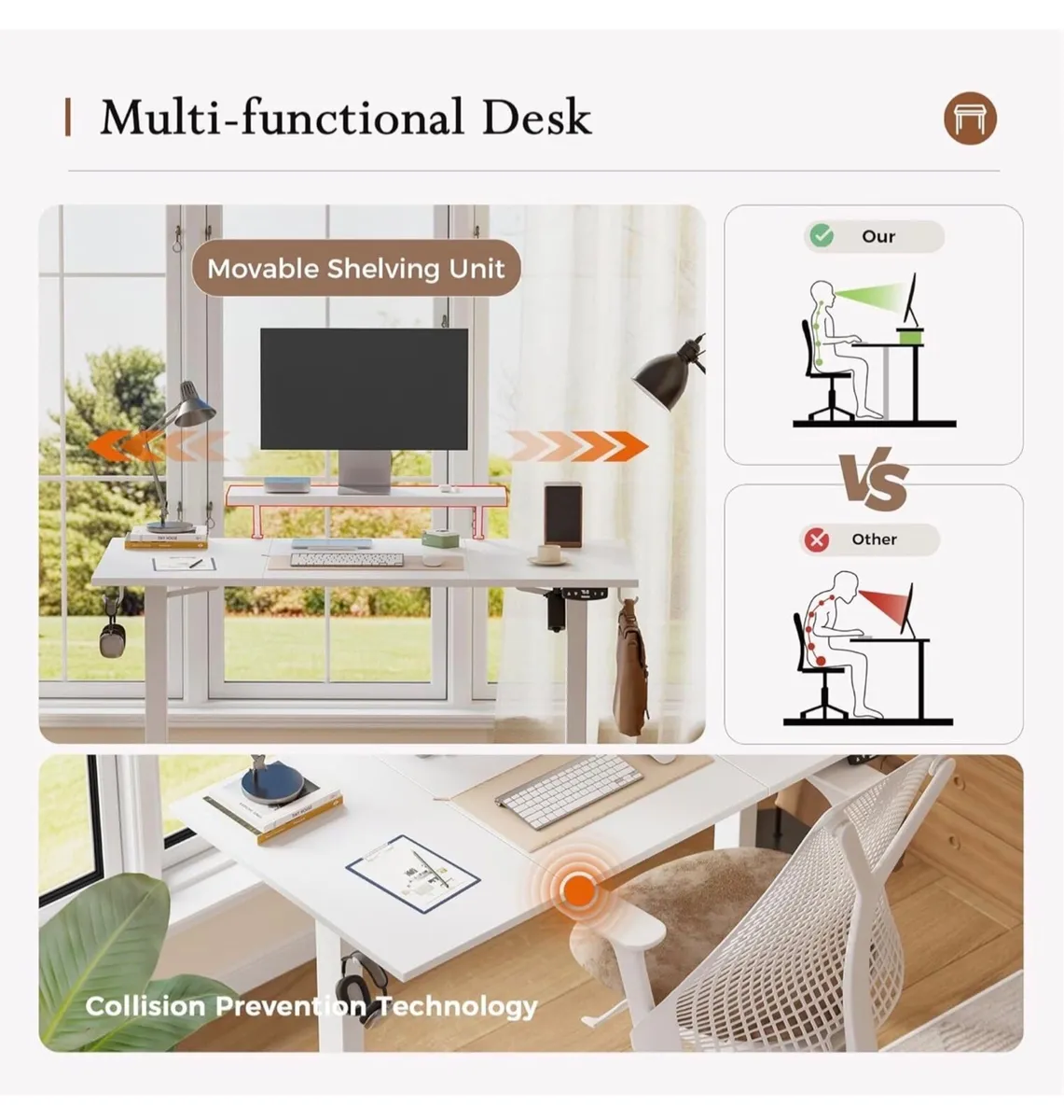 120 x 60 cm Sit-Stand Desk with 2 Memory Buttons - Image 3