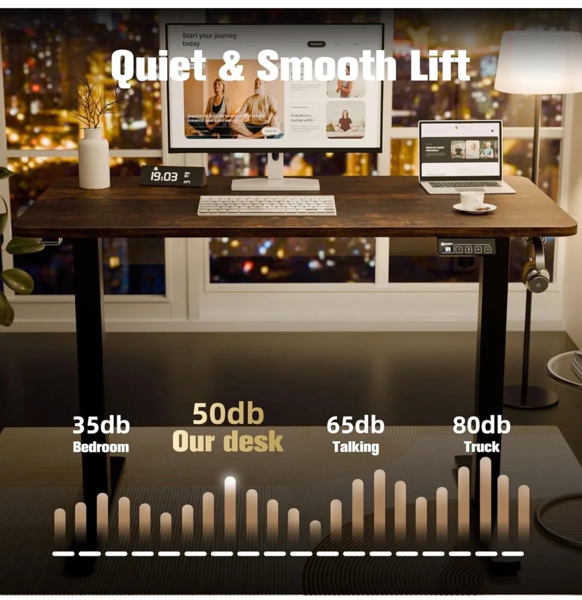 110x60cm, Height Adjustable Desk with Memory Hands - Image 2