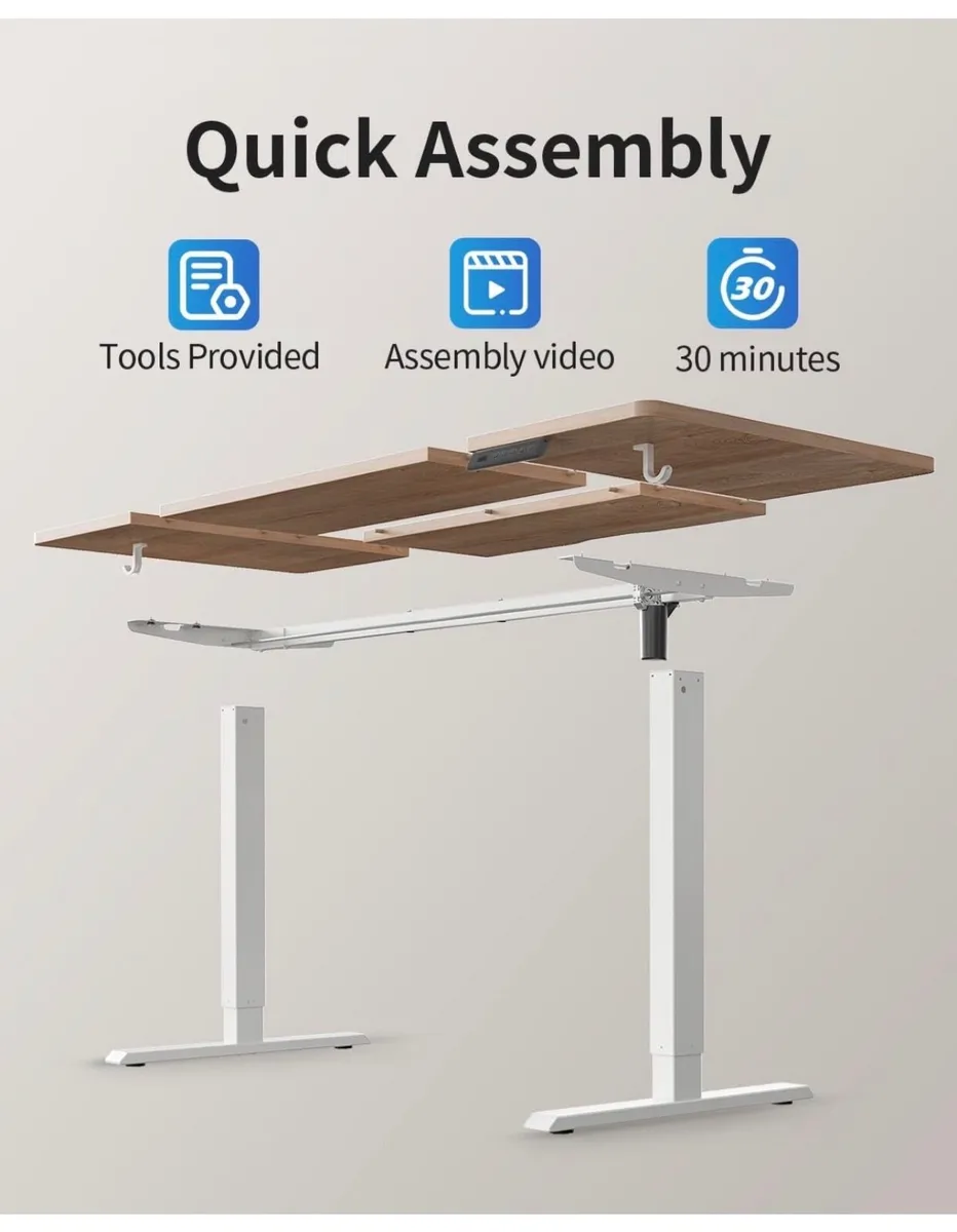 120 x 60cm Sit Stand Electric Home Office Desk wit - Image 2