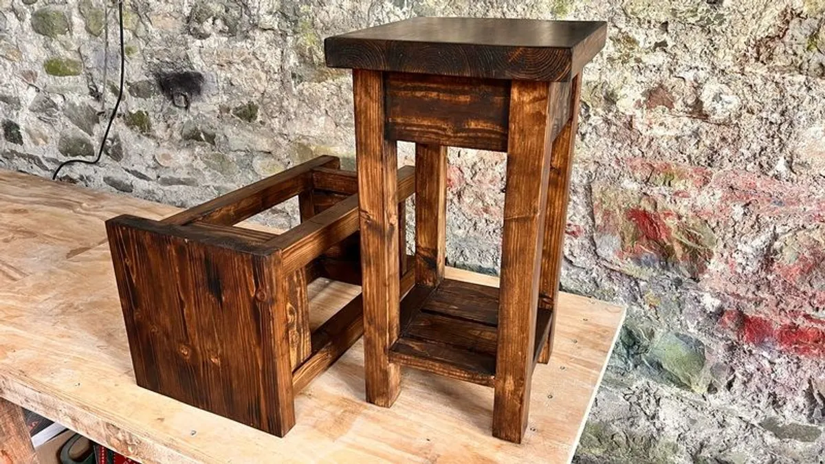 Premium Modern Rustic Dark Walnut Bedside tables, pair . Solid chunky wood, handcrafted - Image 1