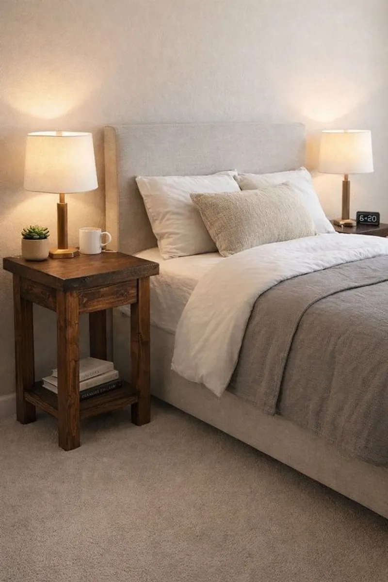 Premium Modern Rustic Dark Walnut Bedside tables, pair . Solid chunky wood, handcrafted - Image 2