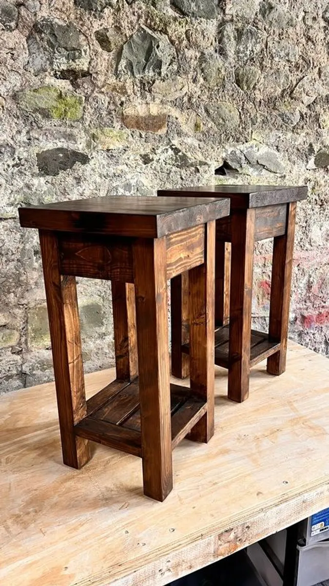 Premium Modern Rustic Dark Walnut Bedside tables, pair . Solid chunky wood, handcrafted - Image 3