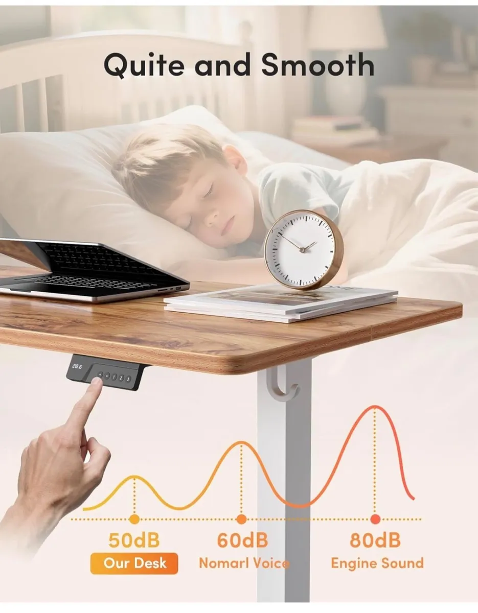 100 x 60cm Sit Stand Electric Home Office Desk wit - Image 2