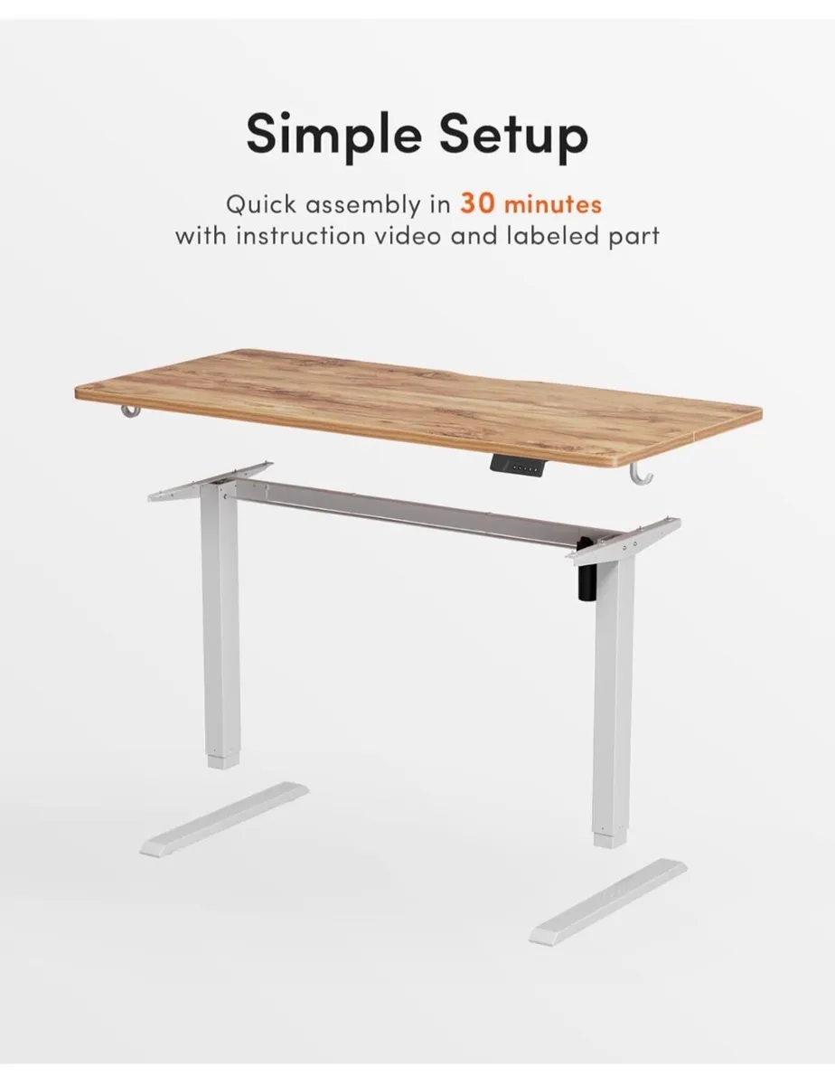 100 x 60cm Sit Stand Electric Home Office Desk wit - Image 4