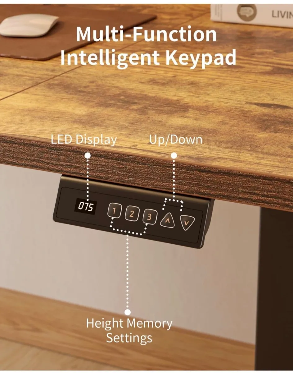 120 x 60cm Sit Stand Electric Home Office Desk wit - Image 3