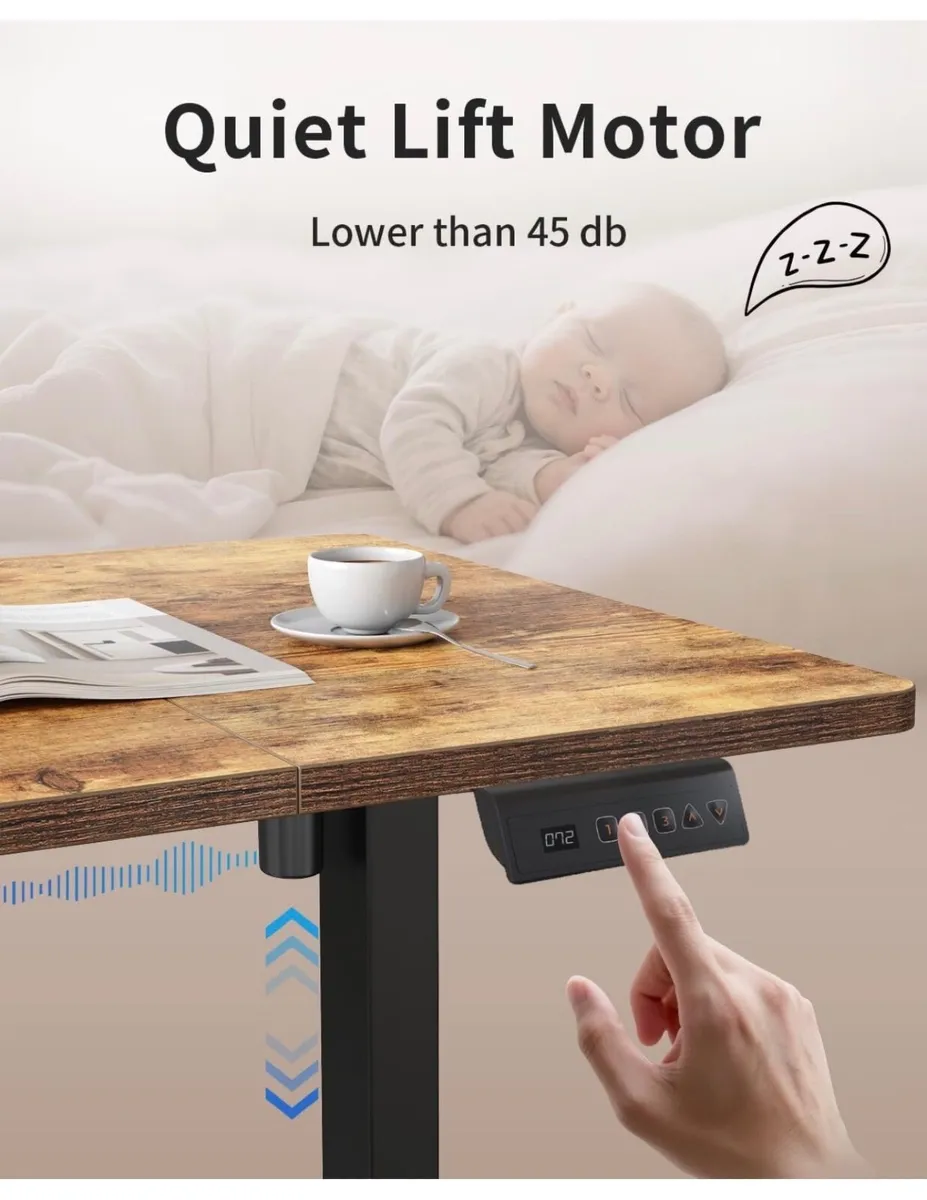 120 x 60cm Sit Stand Electric Home Office Desk wit - Image 4