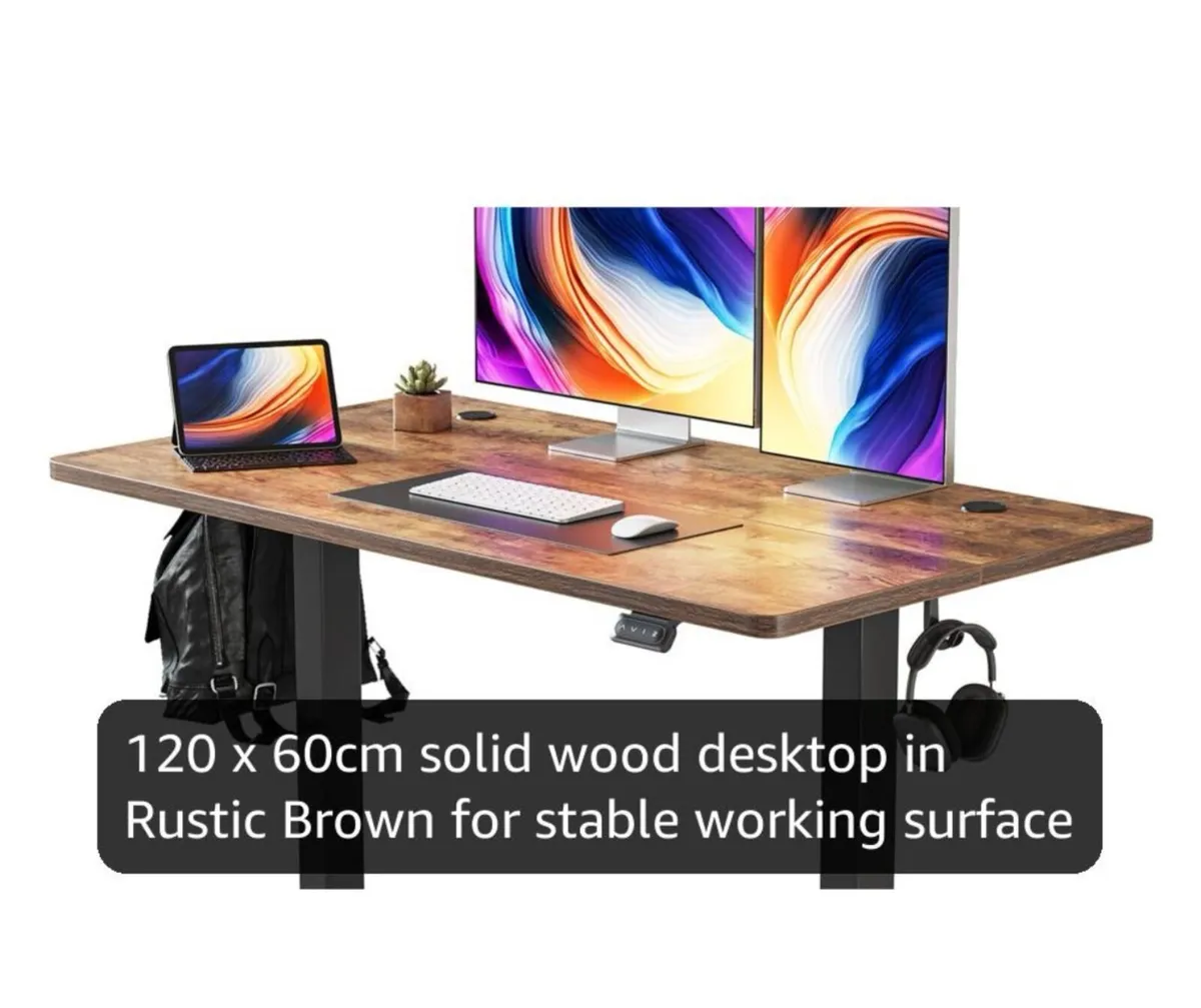120 x 60cm Sit Stand Electric Home Office Desk wit - Image 1