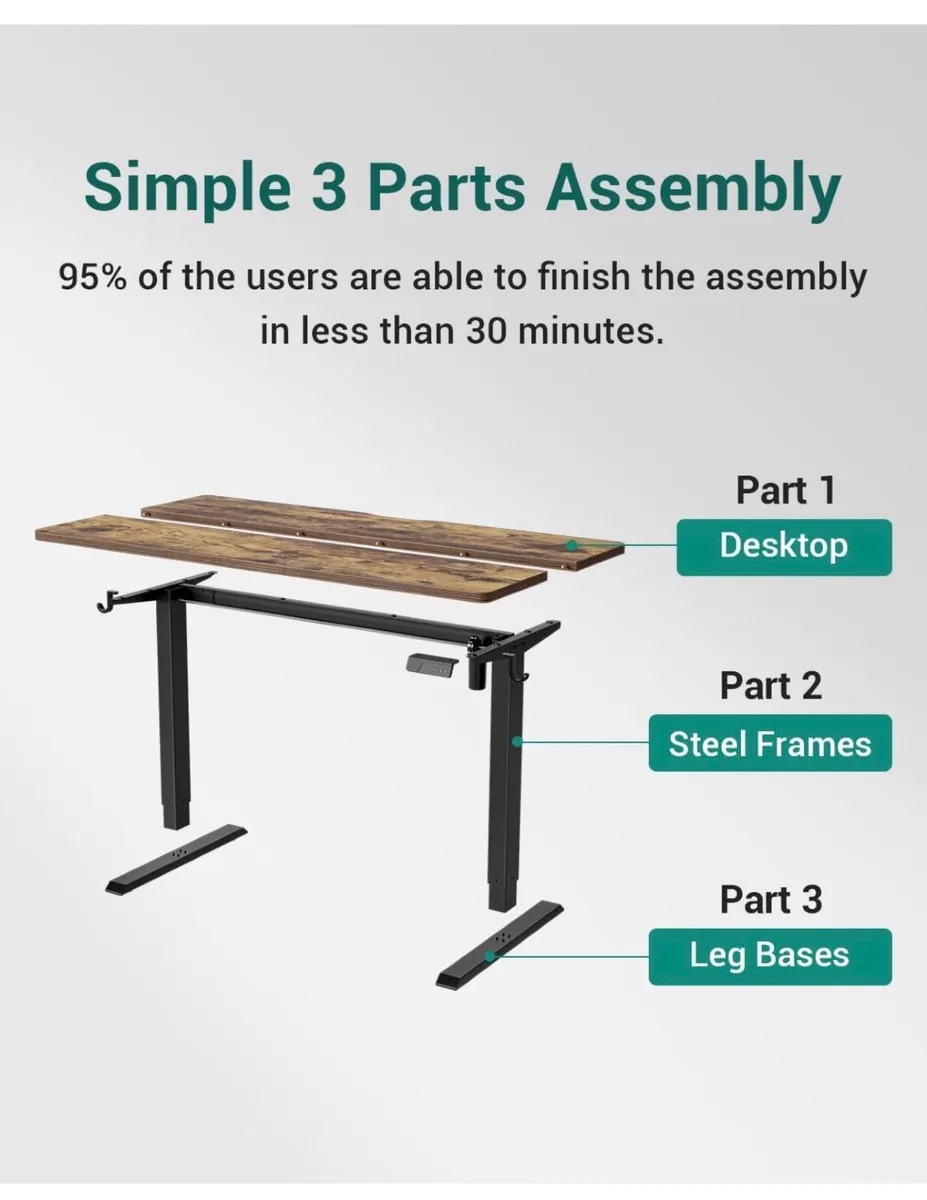 100 X 60 cm Heigh Adjustable Standing desk - Image 4