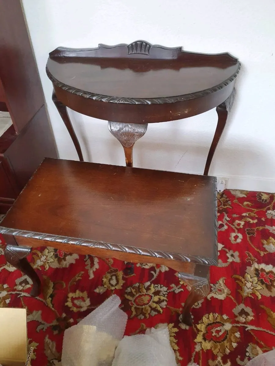 Mahogany Glass Cabinet & 2 Tables - Image 2