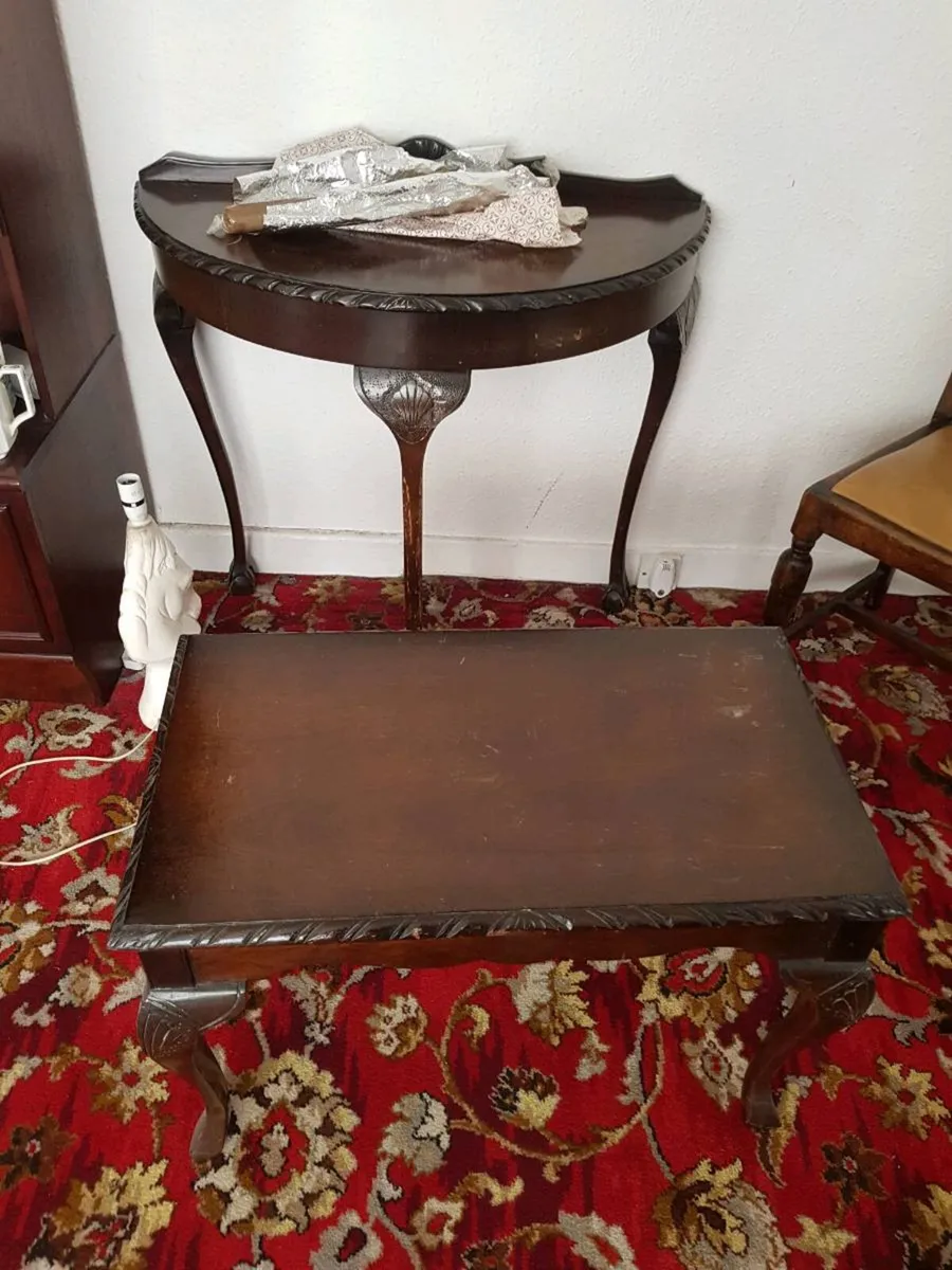 Mahogany Glass Cabinet & 2 Tables - Image 4