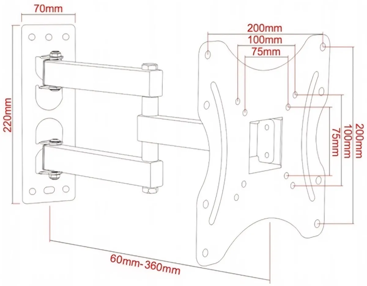 TV Wall Mount Bracket Arm Tilt Swivel 19-42" - Image 2