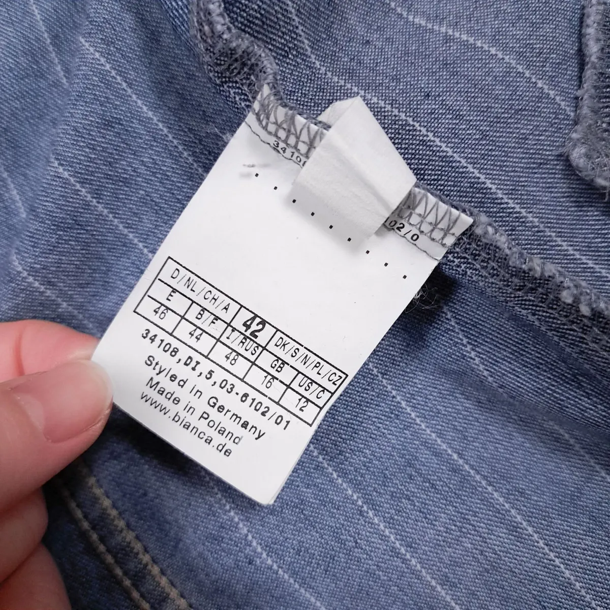 Bianca Blue Pinstripe Denim Fitted Jacket 14UK - Image 3