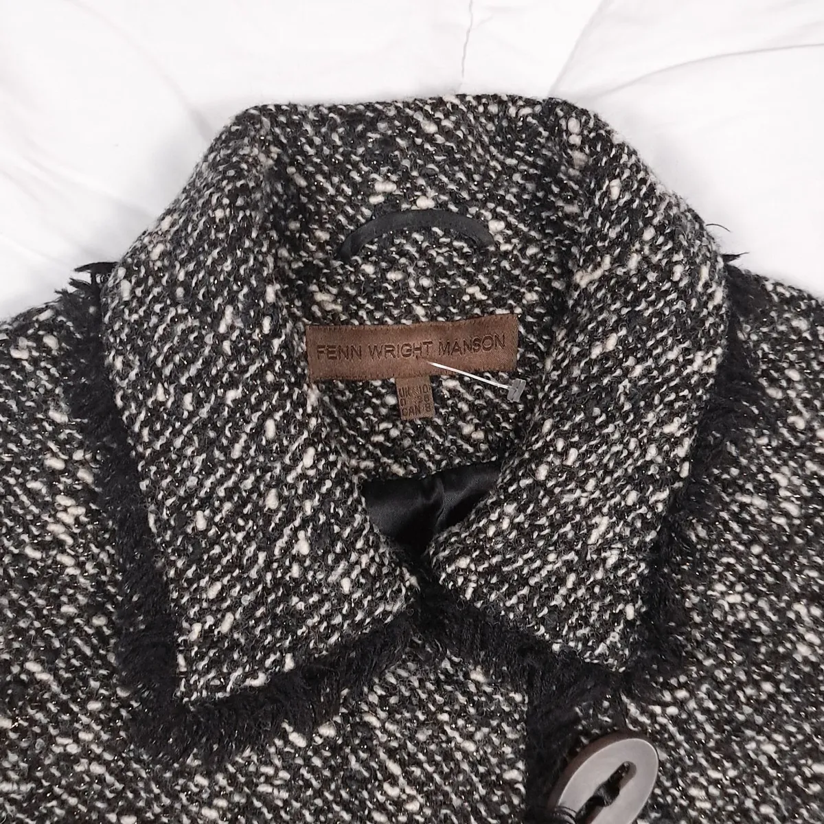 Fenn Wright Manson Black White Wool Coat 10UK - Image 2