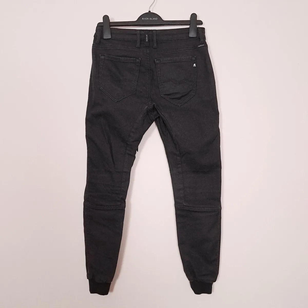 Replay Black Slim Fit Drawstring Jeans 6-8UK - Image 2