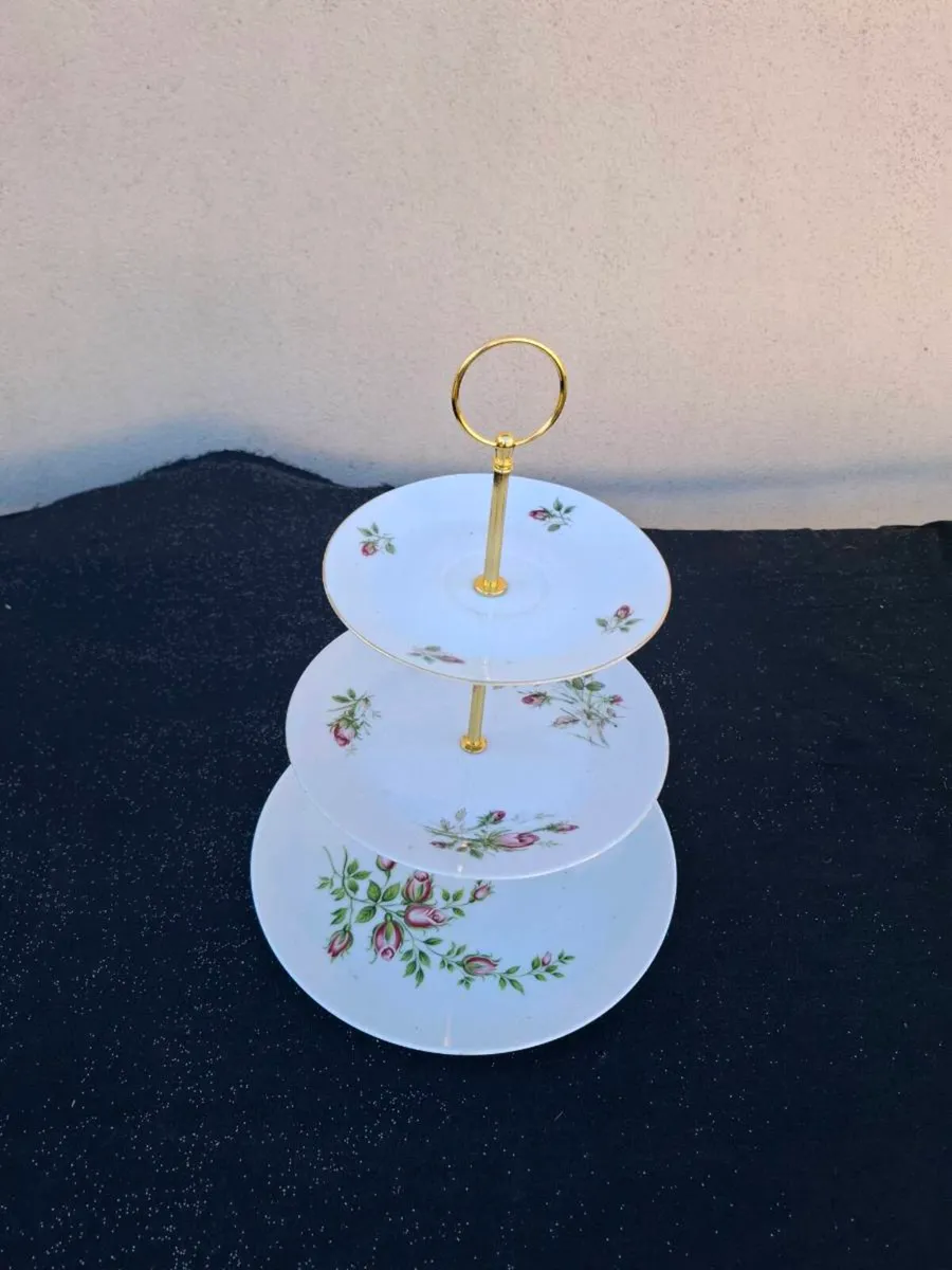 Rose china cake stand