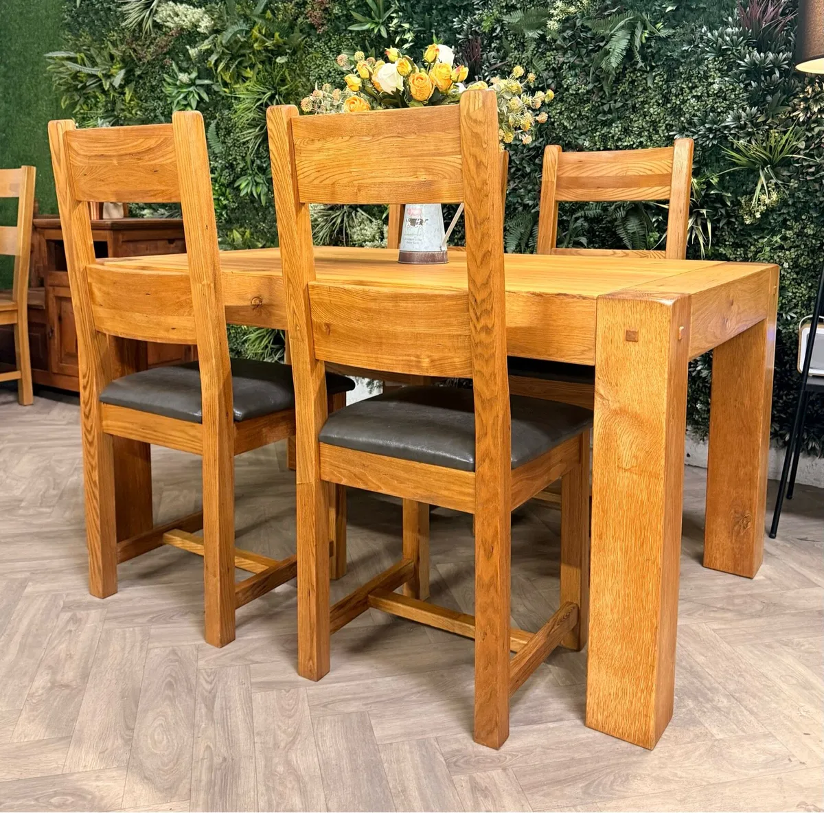 Oak kitchen table & 4 chairs/dining set - Image 2