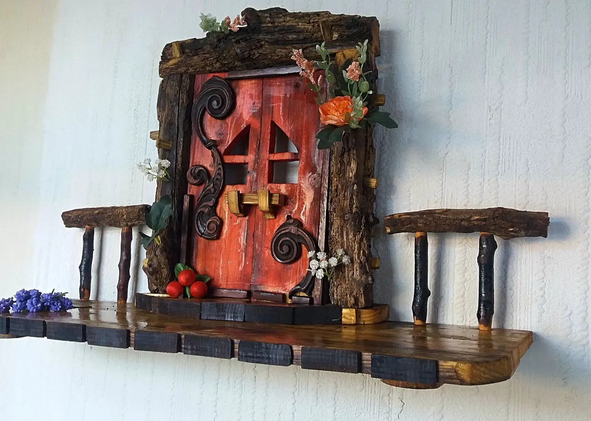 Rustic Enchanted Driftwood Door Floating SHELF - Image 4