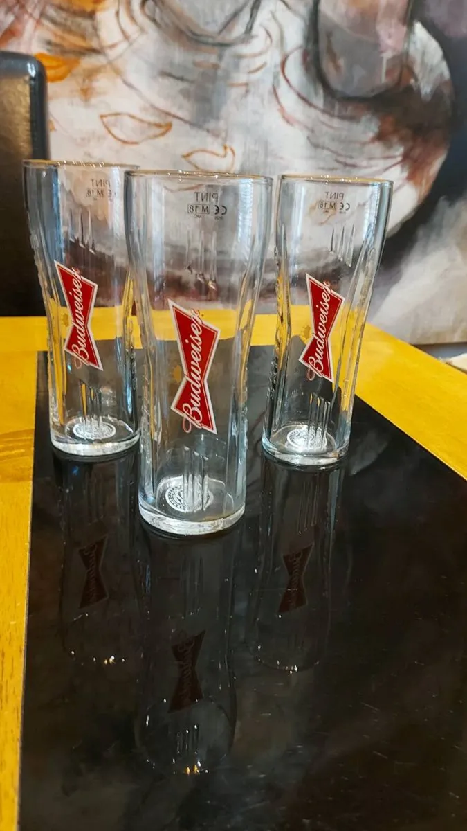 24 New Budweiser Glasses - Image 1