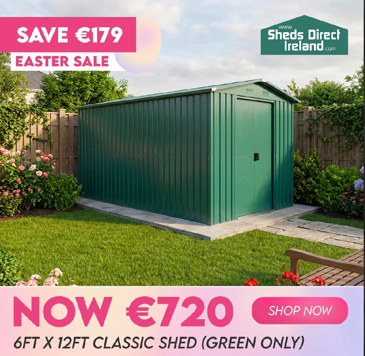 SALE Metal Garden Shed 6x12ft - Image 1