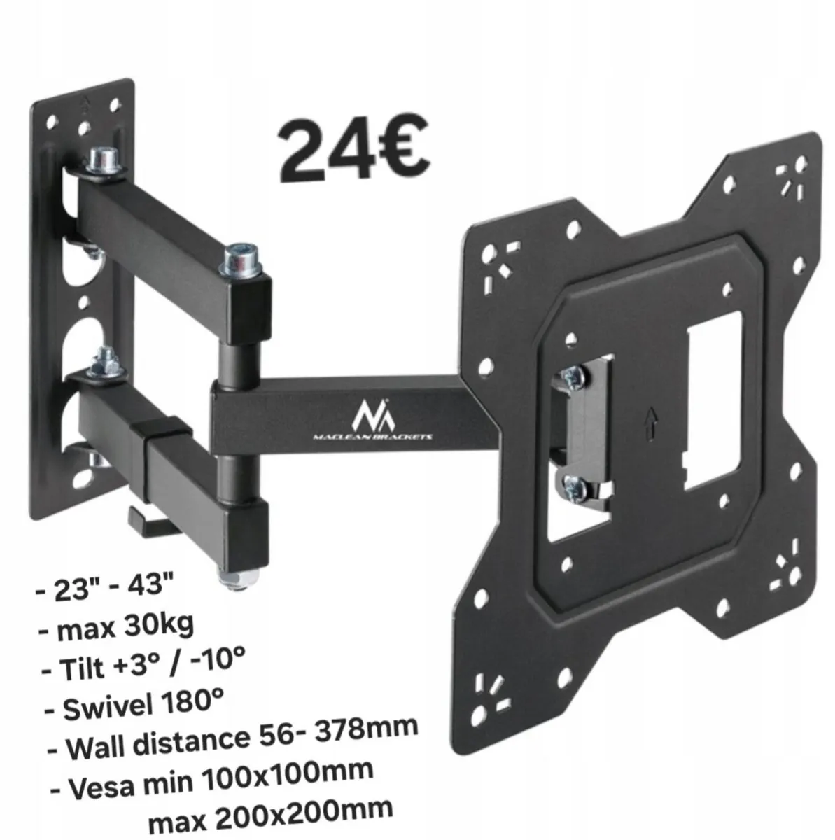 TV Wall Mount Bracket Swivel Full Motion 23-43" - Image 1