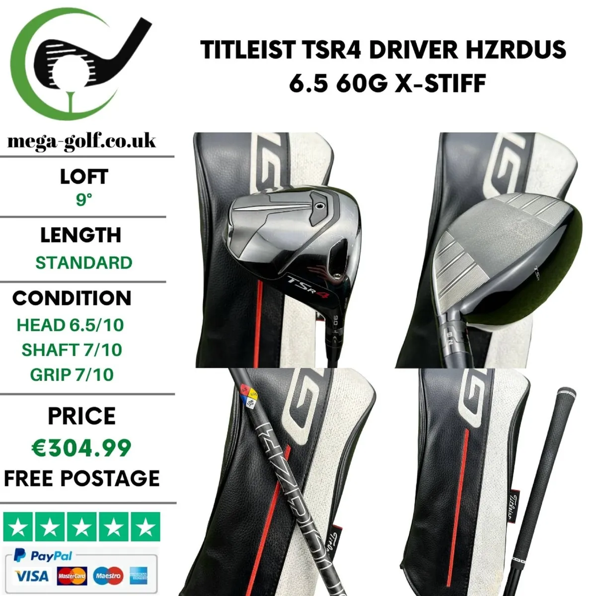 Titleist TSR4 Driver / 9° / Hzrdus 6.5 60g X-Stiff - Image 1