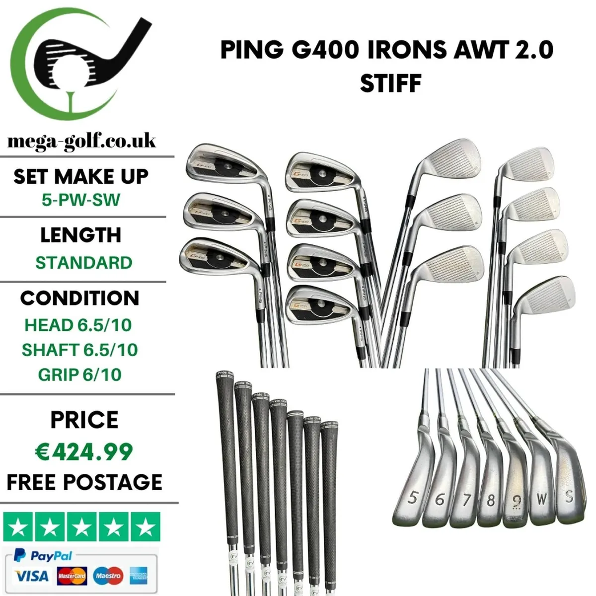 Ping G400 Irons / 5-Pw-Sw / Awt 2.0 Stiff - Image 1