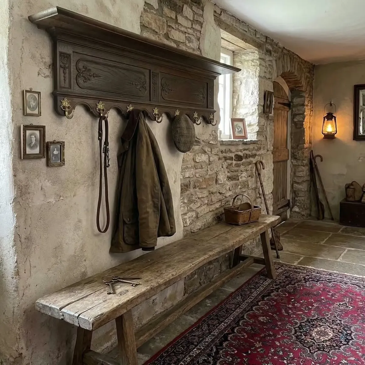 Nice large coat rack and hat shelf