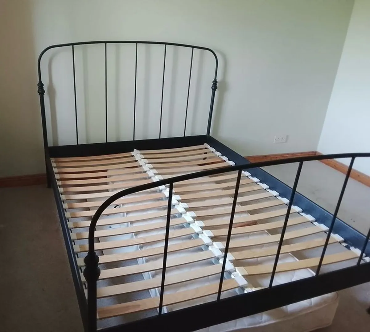 Ikea Stjarno Double Bed Frame Black Metal (with Slats) - Image 1