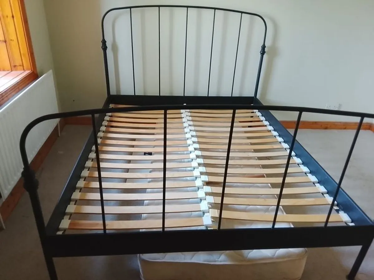 Ikea Stjarno Double Bed Frame Black Metal (with Slats) - Image 2