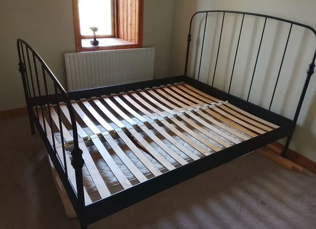 Ikea Stjarno Double Bed Frame Black Metal (with Slats) - Image 3