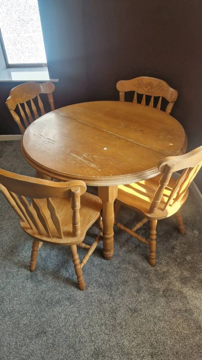 Table and 4 solid wood chairs - Image 1