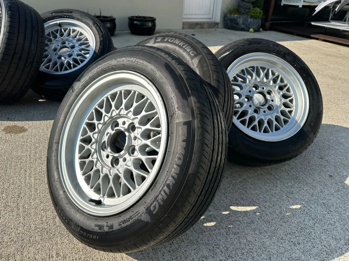 BMW vintage 15" E28 alloy wheels & tyres - Image 4