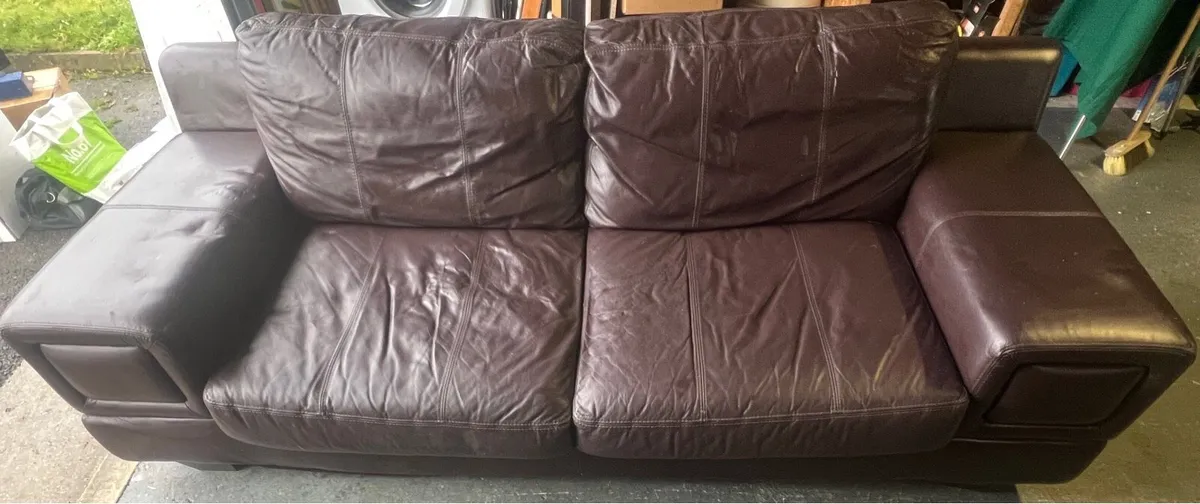 Leather sofa and arm chair - Image 3