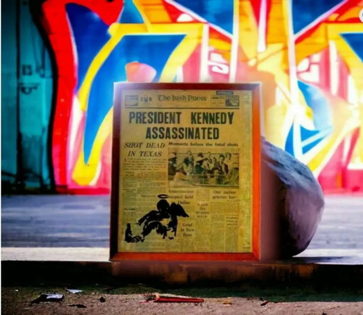 Vintage Authentic 'Irish Press' & Banksy - Image 1