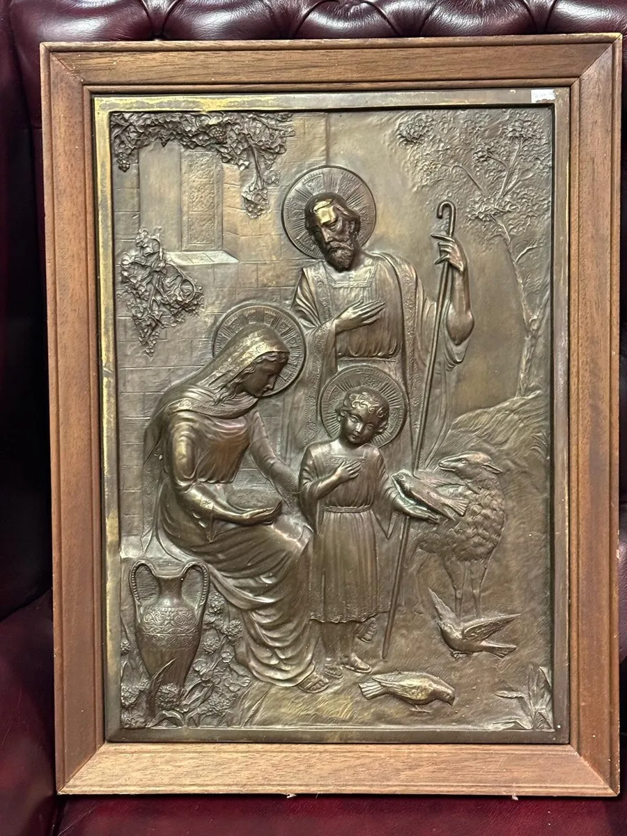 Nice religious panel made of metal with wood frame - Image 2