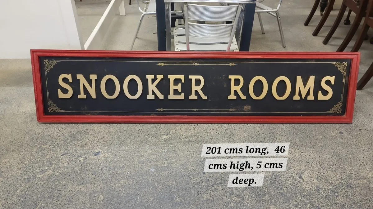 Large vintage style wooden snooker rooms sign - Image 1