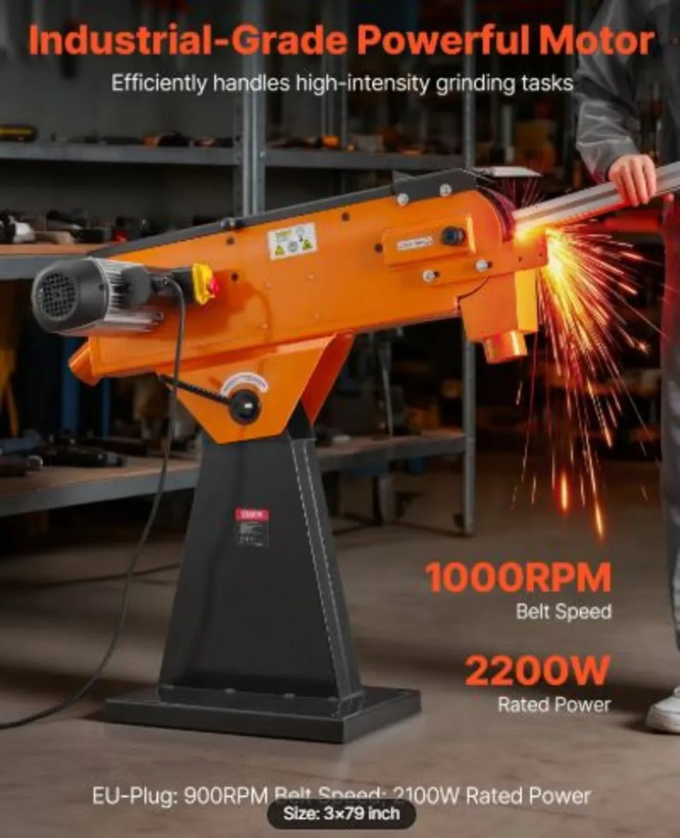 76mm x 2007 mm Belt Grinder Sander, 2100W 900RPM - Image 2