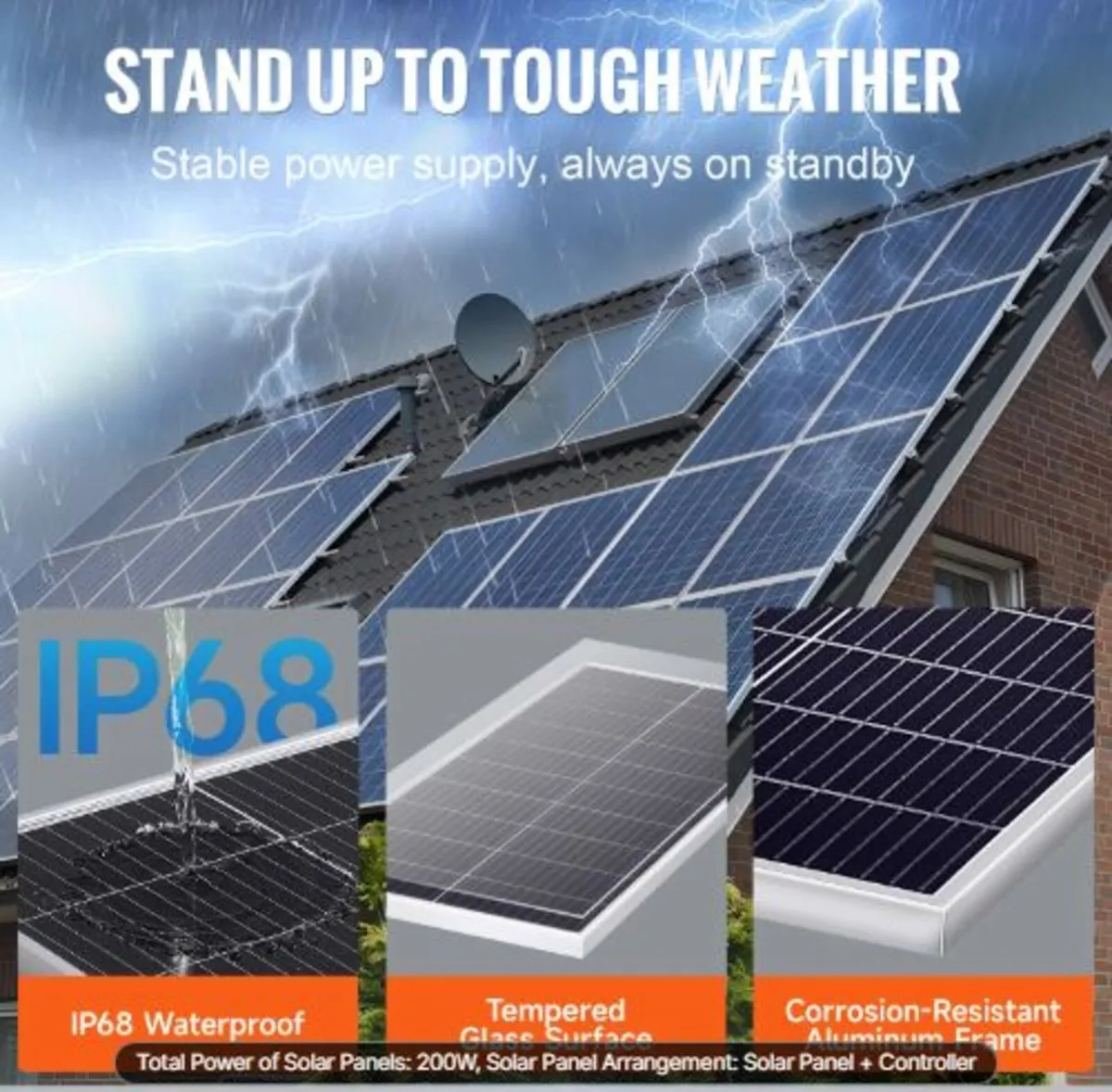 200W Monocrystalline Solar Panel Kit, 2PCS - Image 4