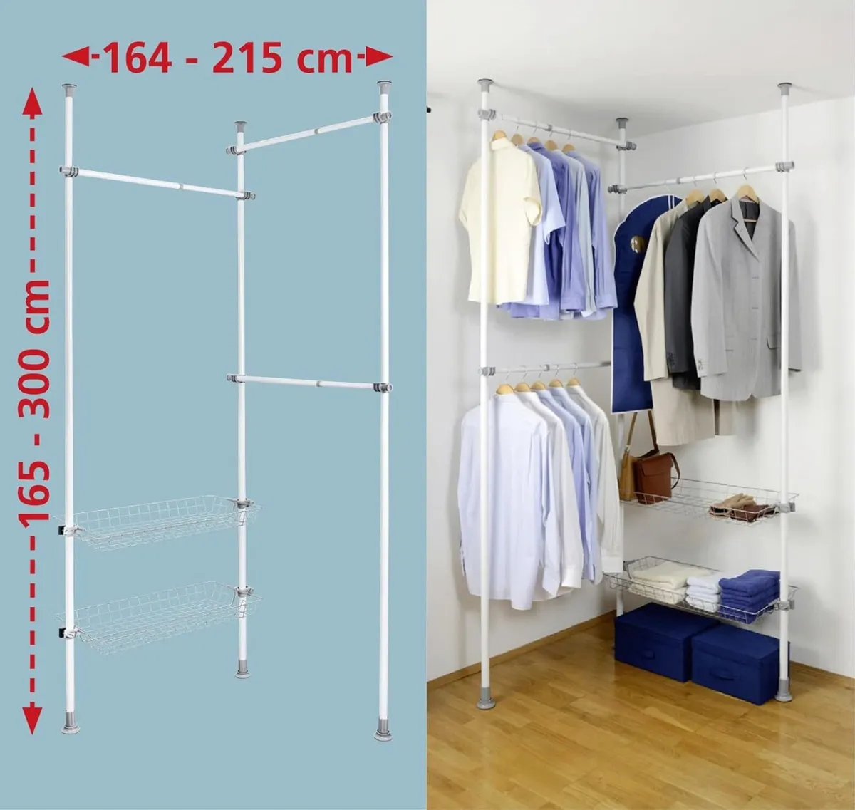Telescopic clothes rack system Herkules Duo - - Image 3