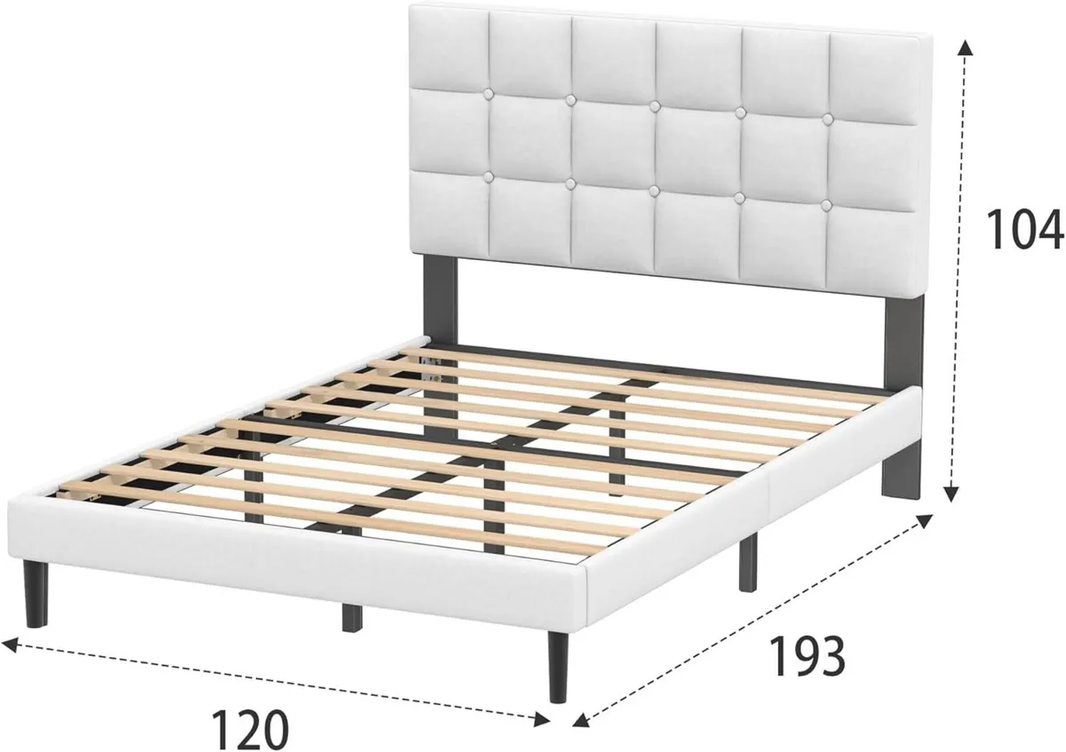 Small Double Bed Frame Easy Assembly Sturdy - Image 2