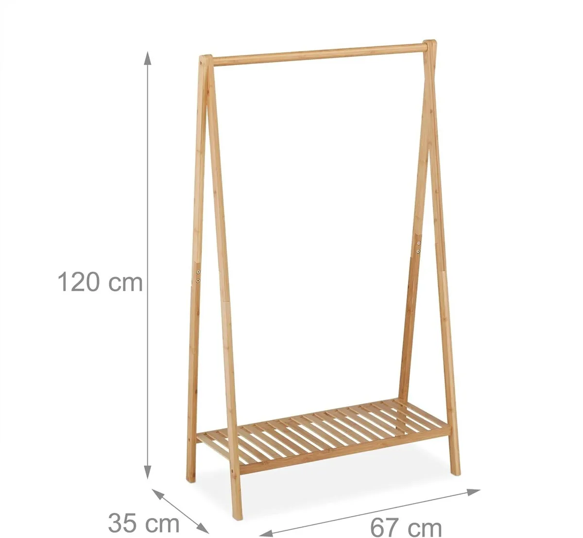 Clothes Rack Bamboo Rail with Shoe Shelf Free-Stan - Image 3