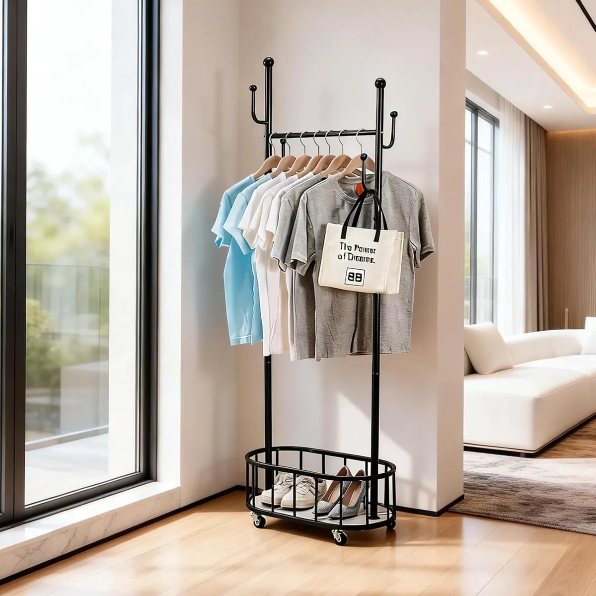 Small Clothing Rack with Wheels - Rolling Garment - Image 1